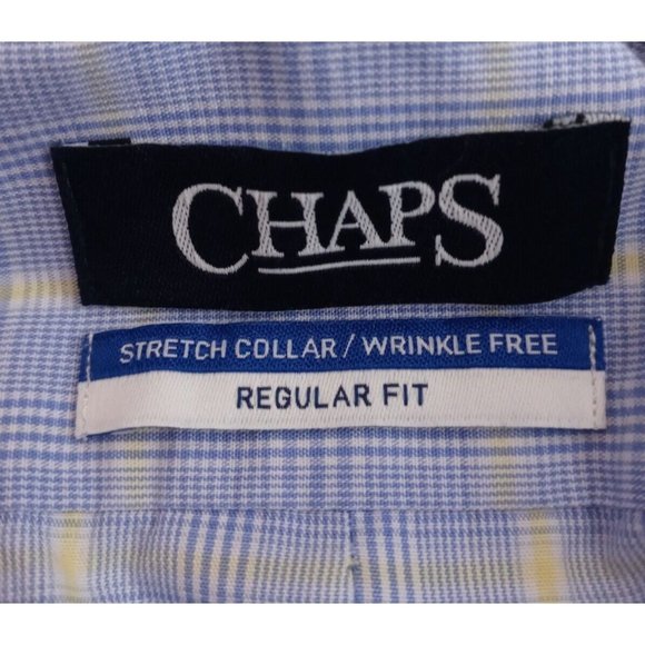 Chaos Regular Fit Stretch Collar Wrinkle Free Men's Blue & Yellow Shirt Size XL - Picture 4 of 6